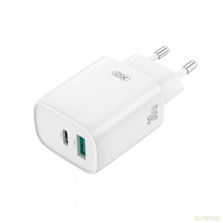 XO ładowarka sieciowa CE30 PD 30W 1x USB-C 1x USB biała