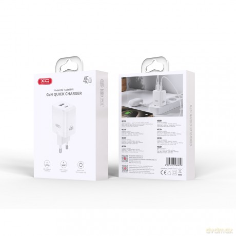 XO ładowarka sieciowa CE36 PD 45W 1x USB-C 1x USB biała