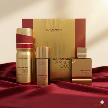 Amber Oud Ruby Edition - Woda perfumowana 75 ml + Woda perfumowana 30 ml + deodorant ve spreji 200 ml