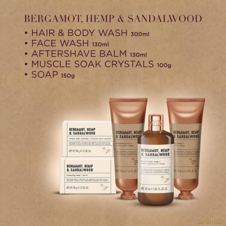 Bergamot, Hemp & Sandalwood Body Care Gift Set 5 pcs