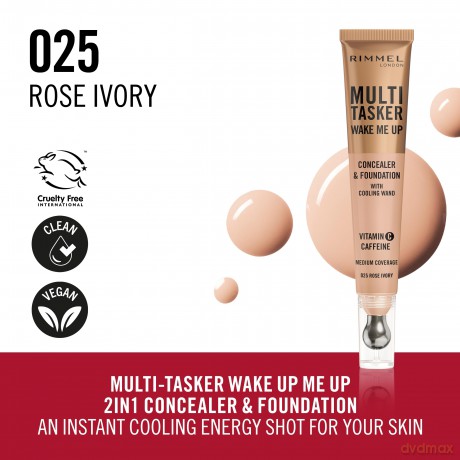 Corrector and make-up 2 in 1 Multi-Tasker Wake Me Up (Concealer & Foundation) 20 ml - Shade: 025