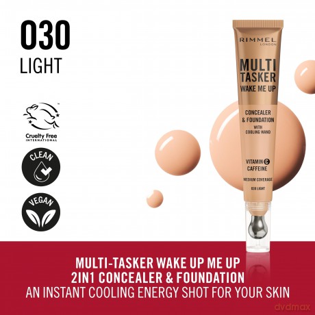 Corrector and make-up 2 in 1 Multi-Tasker Wake Me Up (Concealer & Foundation) 20 ml - Shade: 030