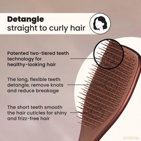 Hair Brush Ultimate Detangler Straight & Curly Chrome Chocolate Bronze