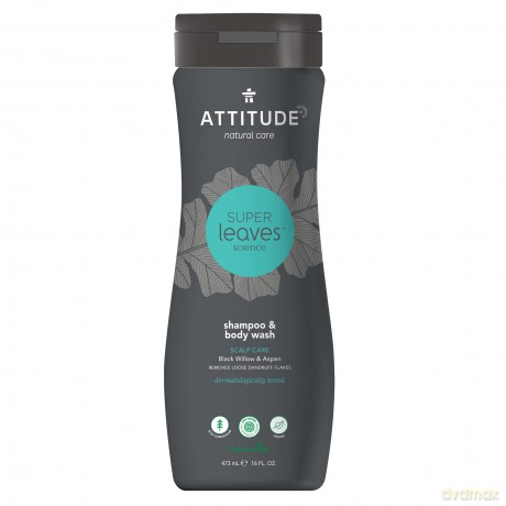 Natural mens anti-dandruff shampoo and body wash 2in1 Super Leaves (Shampoo and Body Wash) 473 ml