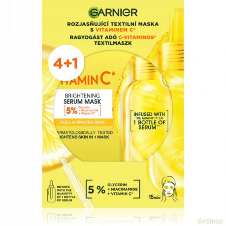 Set of brightening fabric masks with vitamin C 4+1 pcs