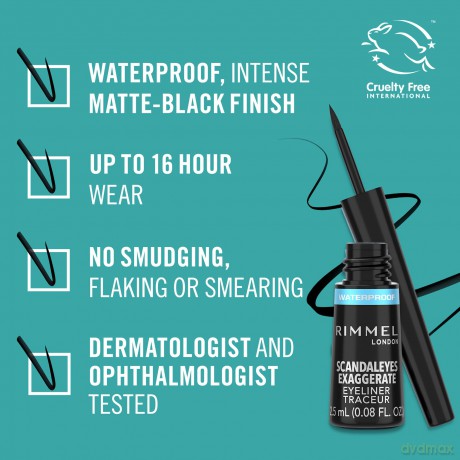 Waterproof Eye Liner Exaggerate (Waterproof Eye Liner) 2.5 ml - Shade: 003 Black