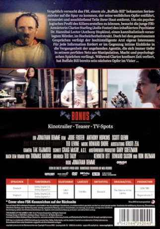 Das Schweigen der Lämmer [DVD]