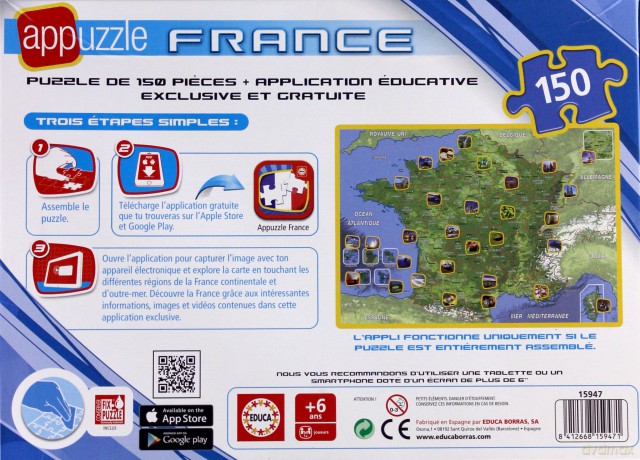 EDUCA 150EL,Puzzle Mapa z Aplik, Francja [PUZZLE]