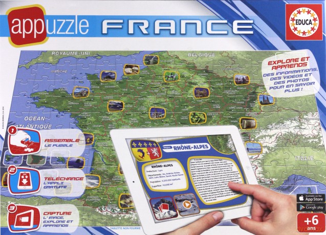 EDUCA 150EL,Puzzle Mapa z Aplik, Francja [PUZZLE]