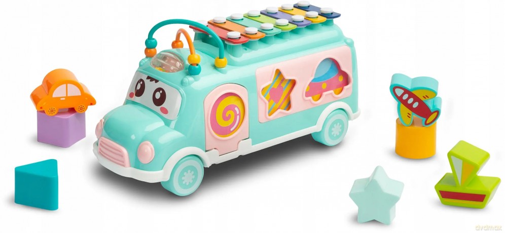 Autobus Cymbałki Zabawka Edukacyjna Muzyczna Klocki Sorter