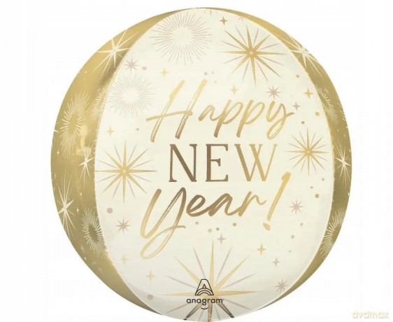 Balon foliowy 15 ORBZ - kula gold New Year