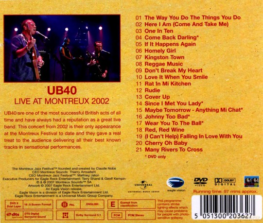 UB40: Live At Montreux 2002 [CD]+[DVD]