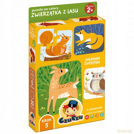 CzuCzu. Puzzle na cztery, 20 elementów. Zwierzątka z lasu [PUZZLE]