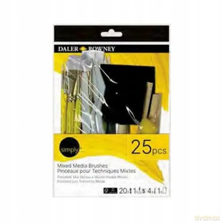 Daler Rowney Simply zestaw pędzli Mix Media gąbkowe + detal - 25 szt.