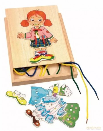 Drewniana układanka Dziewczynka do przebierania Przeplatanka 90017 Woody [PUZZLE]
