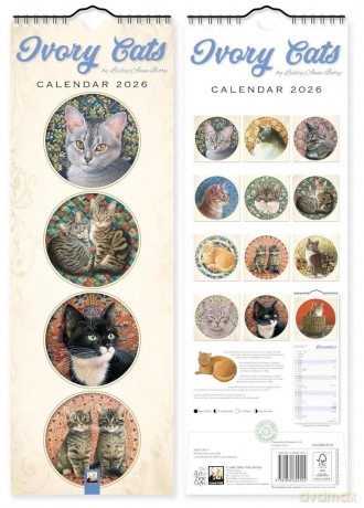 Kalendarz 2026 ścienny paskowy Ivory Cats [KALENDARZ]