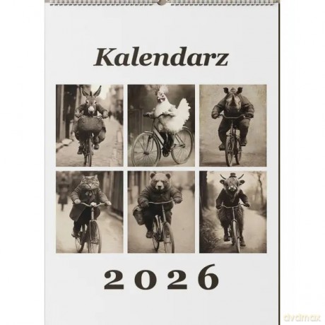 Kalendarz zwierzęta na rowerze 2026 - Kołosowski Szymon [KALENDARZ]