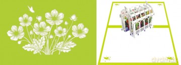 Karnet 12x18 cm + koperta POP-UP Szklarnia z kwiat