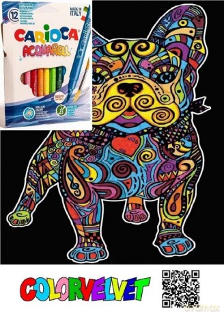 Kolorowanka Welwetowa Colorvelvet 47x35 cm Koń Mandale + 12 flamastrów Carioca [KSIĄŻKA]