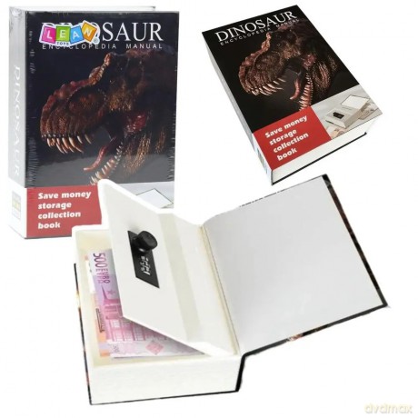Książka skarbonka sejf na kod dinozaur czarna