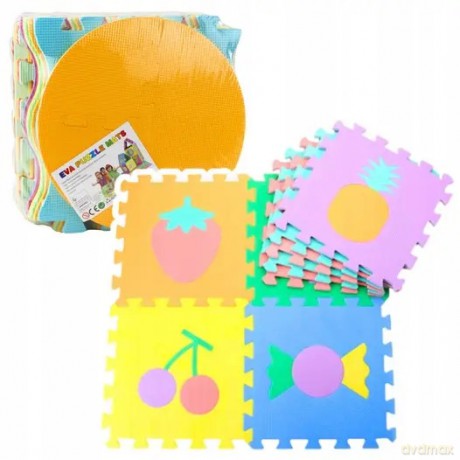 Miękkie Puzzle Mata Edukacyjna Pianka EVA Owoce Słodycze Kolorowa 16 el. [PUZZLE]