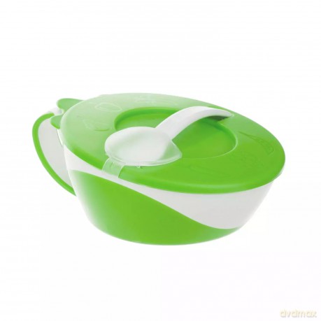 Miska z łyżeczką i pokrywką 350 ml, zielona