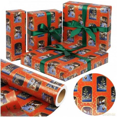 Papier Świąta Pejzaż czerwony X-Strong 38cmx20m