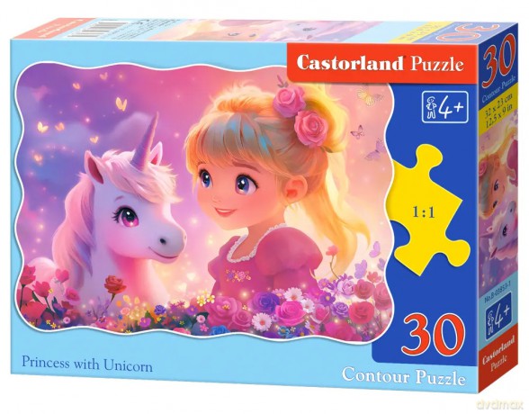 Puzzle 30 elementów. Księżniczka z jednorożcem [PUZZLE]