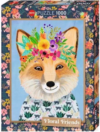 Puzzle Heye. 1000 elementów. Floral Friends, Lis z kwiatami na głowie [PUZZLE]