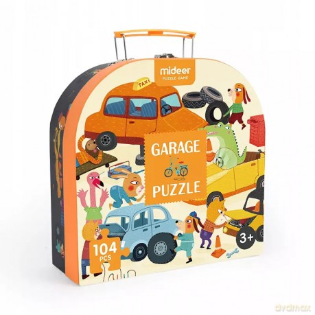 Puzzle w Walizce dla Dzieci Mideer - Mój Garaż 104 Elementy Układanka [PUZZLE]