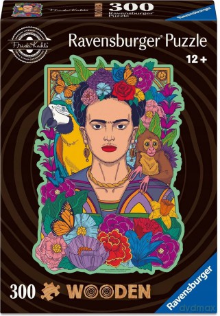 RAVENSBURGER Drewniane puzzle konturowe Frida Kahlo, 300 elementów [PUZZLE]