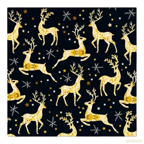 Serwetki świąteczne Golden Reindeer Charm 33x33 cm (20 sztuk)