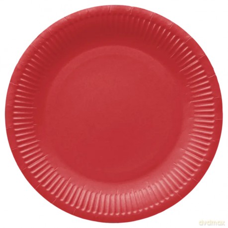 Talerze papierowe Round 18 cm, czerwone (8 sztuk)