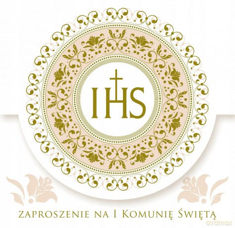 Zaproszenia I Komunia Święta złoty ornament 1szt