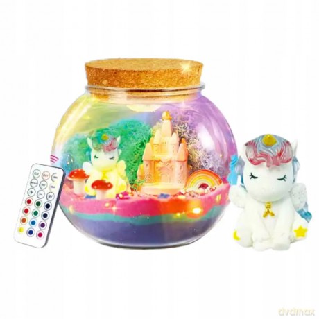 Zestaw Kreatywny DIY Terrarium z Małym Jednorożcem Lampka LED Pilot