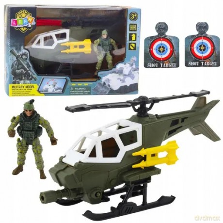 Zestaw Militarny Helikopter Wojskowy Figurka Żołnierza Broń