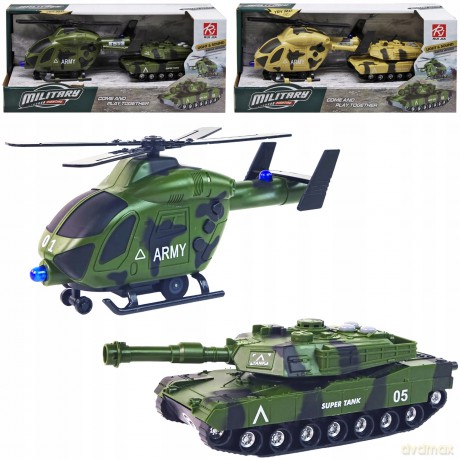 Zestaw Wojskowy Czołg Helikopter Militarny Pojzad Śmigłowiec Światło Dźwięk