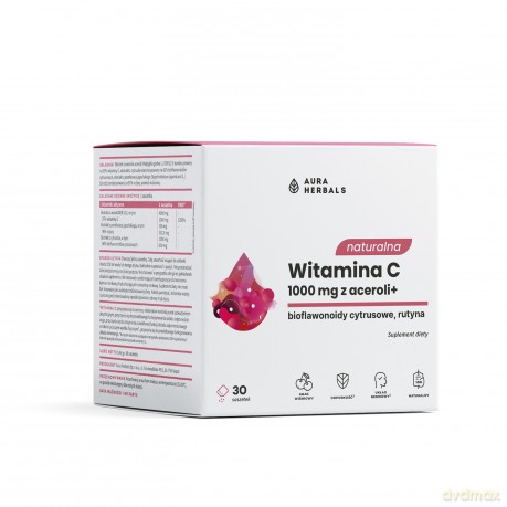 AURA HERBALS Naturalna witamina C 1000 mg z aceroli Suplement diety Saszetki 30 szt.