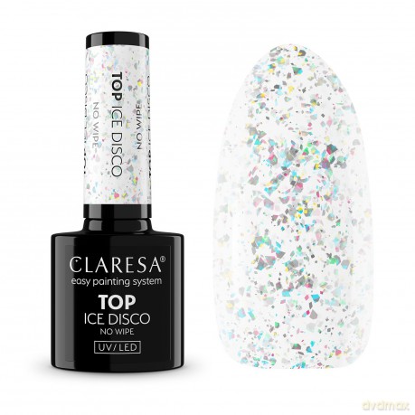 CLARESA Top do paznokci hybrydowych No Wipe Ice Disco 5g