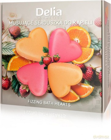 DELIA Musujące serduszka do kąpieli - Owocowy mix zapachów 4 x 100g