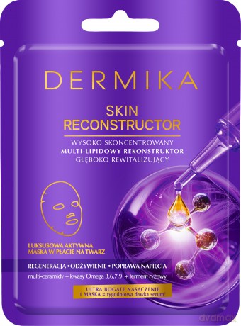 DERMIKA SKIN RECONSTRUCTOR Wysoko skoncentrowany multi-lipidowy rekonstruktor głęboko rewitalizujący. Luksusowa aktywna maska w płacie na twarz.