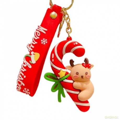ECARLA Brelok do kluczy z przywieszką świąteczny - Lizak z kokardką i reniferem Christmas BRL347