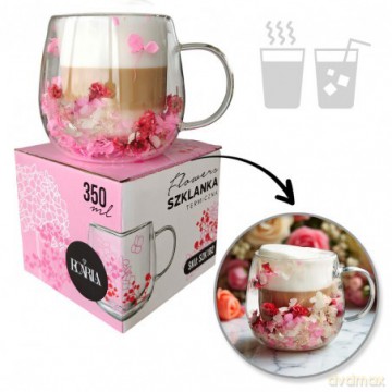 ECARLA Szklanka termiczna z kwiatami w środku SZK182 350 ml