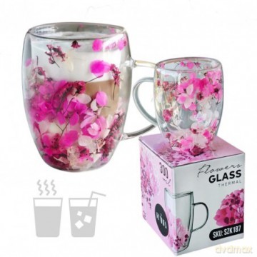 ECARLA Szklanka termiczna z kwiatami w środku SZK187 300 ml