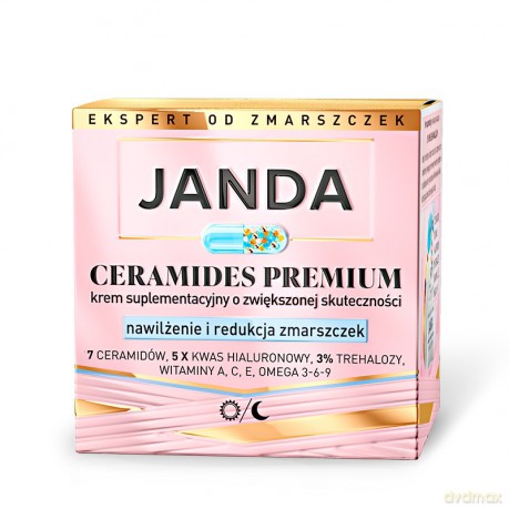 JANDA Ceramides Premium Krem suplementacyjny o zwiększonej skuteczności Nawilżenie i redukcja zmarszczek 50 ml