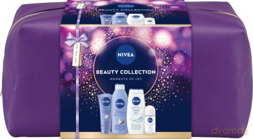 NIVEA Zestaw prezentowy damski Beauty Collection (Antyperspirant roll-on 50ml + Mleczko do ciała 250ml + Żel pod prysznic 250ml + Krem do rąk 100ml + kosmetyczka)