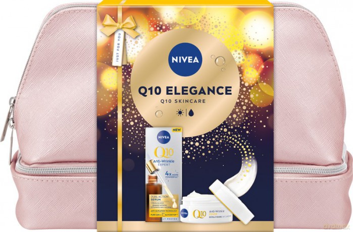 NIVEA Zestaw prezentowy damski Q10 Elegance (Krem na dzień SPF15 50ml + Serum 30ml + kosmetyczka)