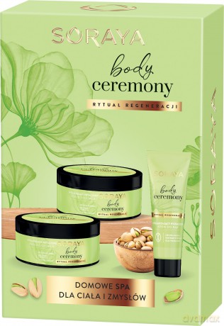 SORAYA Zestaw prezentowy Body Ceremony Pistacja (Scrub do ciała + Masło do ciała + Krem do rąk)