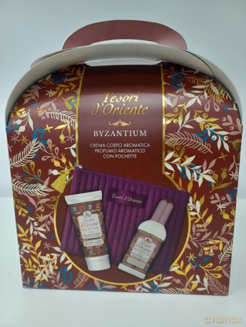 TESORI D`ORIENTE Zestaw prezentowy Byzantium (woda toaletowa 100 ml + krem do ciała 75 ml + kosmetyczka aksamitna)