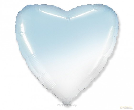 Balon foliowy 46 cm Serce gradient biało-błękitny